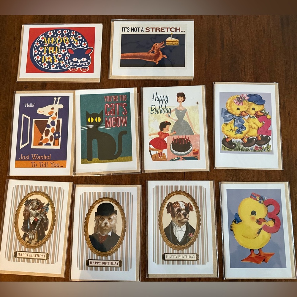 19 New Assorted Laughing Elephant Cards. Retail for 5.99 each. All for 20.00